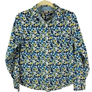 L.L. Bean  Blue and yellow blouse Size M